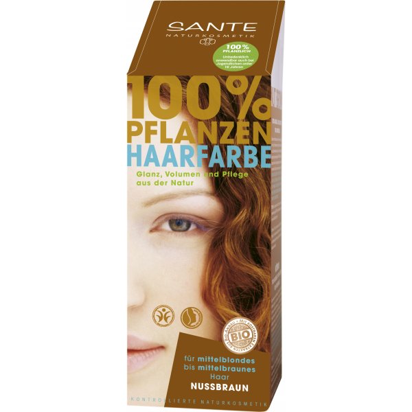 Pure Herbal juuksevärv pähklipruun Sante, 100 g